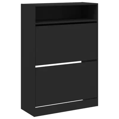 vidaXL Omarica za čevlje z 2 predaloma črna 80x34x116 cm