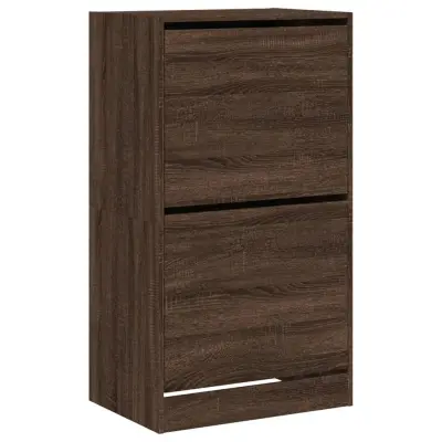 vidaXL Omarica za čevlje z 2 predaloma rjavi hrast 60x42x108 cm