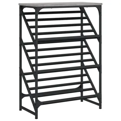 vidaXL Regal za čevlje siva sonoma 60x30x85 cm inženirski les