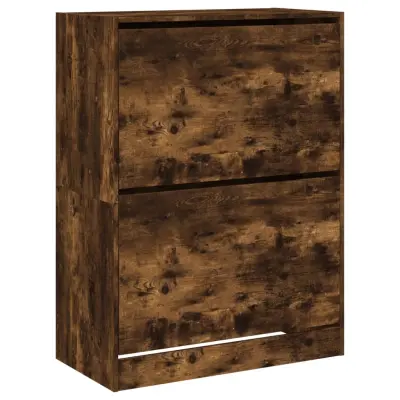 vidaXL Omarica za čevlje z 2 predaloma dimljeni hrast 80x42x108 cm