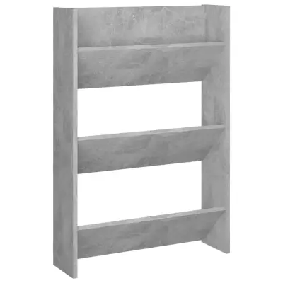 vidaXL Stenska omara za čevlje betonsko siva 60x18x90 cm iverna plošča