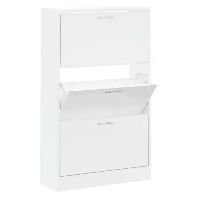 vidaXL Omarica za čevlje visok sijaj bela 63x24x103 cm inženirski les
