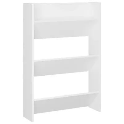 vidaXL Stenska omara za čevlje bela 60x18x90 cm iverna plošča