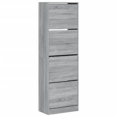 vidaXL Omarica za čevlje s 4 predali siva sonoma 60x34x187,5 cm