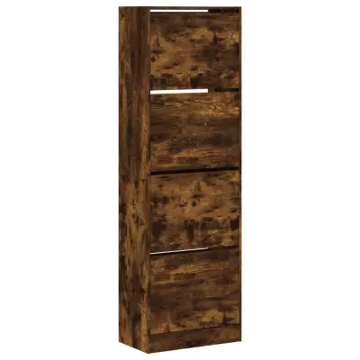 vidaXL Omarica za čevlje s 4 predali dimljeni hrast 60x34x187,5 cm