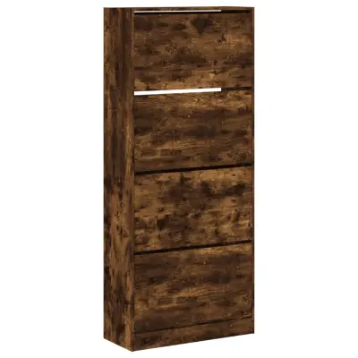 vidaXL Omarica za čevlje s 4 predali dimljeni hrast 80x34x187,5 cm
