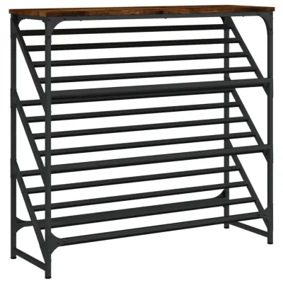 vidaXL Regal za čevlje dimljen hrast 90x30x85 cm inženirski les