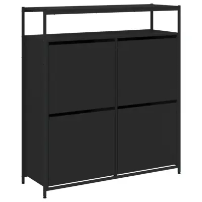 vidaXL Omarica za čevlje s 4 predali črna 100x34x112 cm