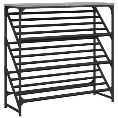 vidaXL Regal za čevlje siva sonoma 90x30x85 cm inženirski les