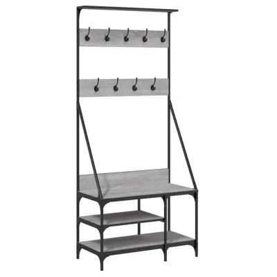 vidaXL Regal za oblačila s delom za čevlje siva sonoma 80x40x184 cm