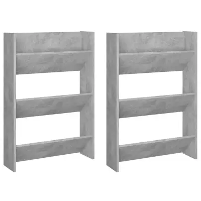 vidaXL Stenska omara za čevlje 2 kosa betonsko siva 60x18x90 cm