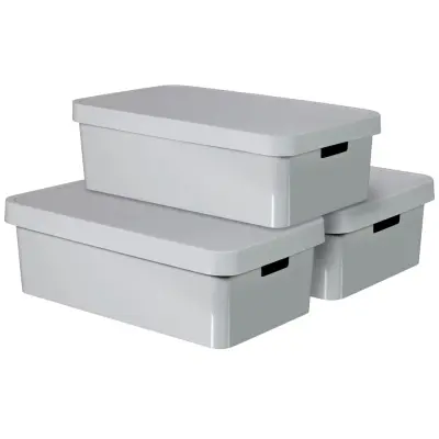 Curver Škatla za shranjevanje Infinity s pokrovom 3 kosi 30 L siva