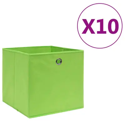 vidaXL Škatle 10 kosov netkano blago 28x28x28 cm zelene