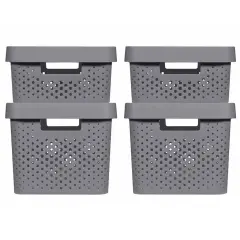 Curver Škatle s pokrovi Infinity 4 kosi 11L+17L antracitne