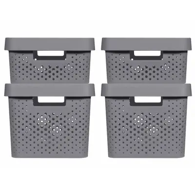 Curver Škatle s pokrovi Infinity 4 kosi 11L+17L antracitne