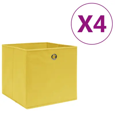 vidaXL Škatle 4 kosi netkano blago 28x28x28 cm rumene