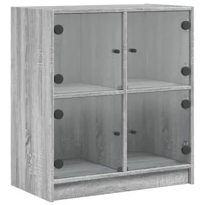 vidaXL Stranska omarica s steklenimi vrati siva sonoma 68x37x75,5 cm