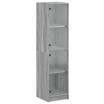 vidaXL Visoka omara s steklenimi vrati siva sonoma 35x37x142 cm