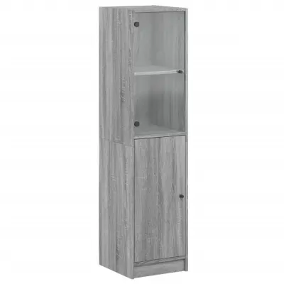 vidaXL Visoka omara s steklenimi vrati siva sonoma 35x37x142 cm