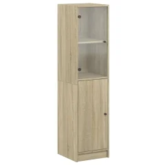 vidaXL Visoka omara s steklenimi vrati sonoma hrast 35x37x142 cm