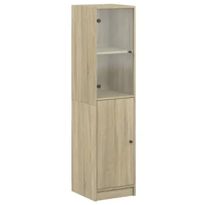 vidaXL Visoka omara s steklenimi vrati sonoma hrast 35x37x142 cm