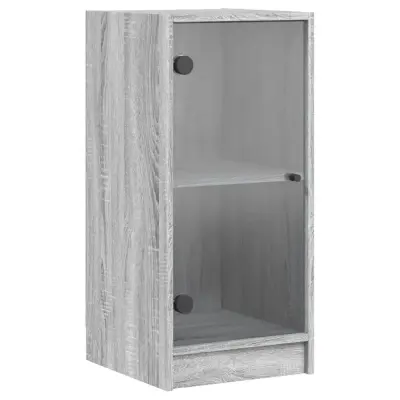 vidaXL Stranska omarica s steklenimi vrati siva sonoma 35x37x75,5 cm