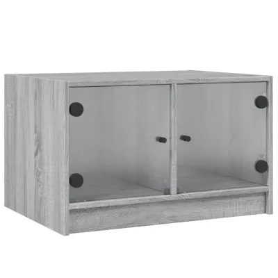 vidaXL Klubska mizica s steklenimi vrati siva sonoma 68x50x42 cm