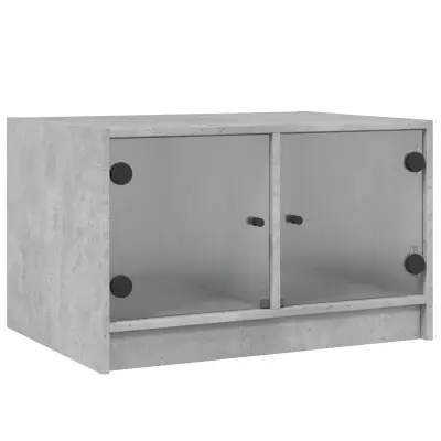 vidaXL Klubska mizica s steklenimi vrati betonsko siva 68x50x42 cm