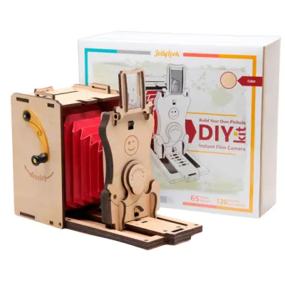 JollyLook Lesena Pinhole instant film kamera kit za samosestavljanje - naravni les (65 delna)