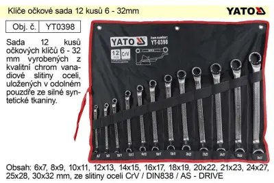 YATO Komplet ključev 12 kosov 6-32 mm CrV Yato