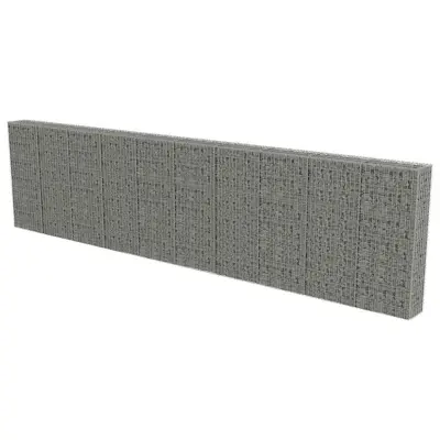 vidaXL Gabionska stena s pokrovi iz pocinkanega jekla 600x30x150 cm