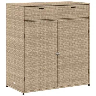 vidaXL Vrtna omara za shranjevanje bež 105x55x113 cm poli ratan