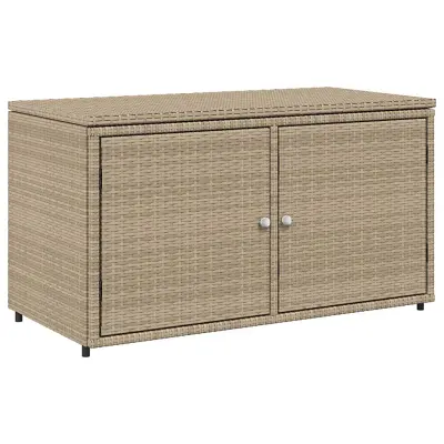 vidaXL Vrtna omara za shranjevanje bež 110x55x60,5 cm poli ratan
