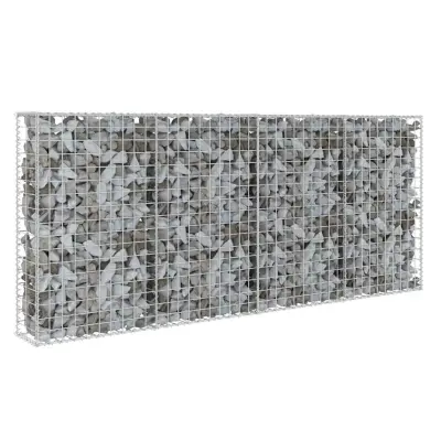 vidaXL Gabionska stena s pokrovi iz pocinkanega jekla 200x20x85 cm