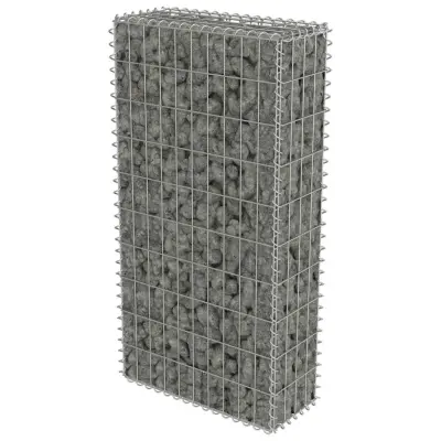 vidaXL Gabionska stena s pokrovi iz pocinkanega jekla 50x20x100 cm