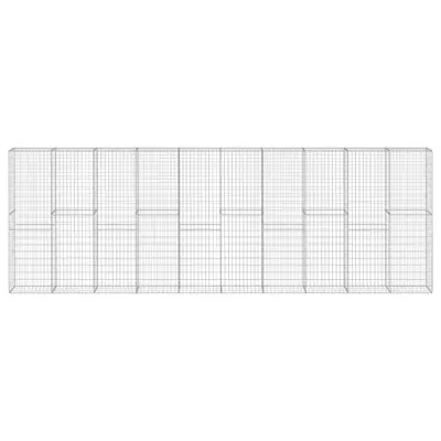 vidaXL Gabionska stena s pokrovi pocinkano jeklo 600x30x200 cm