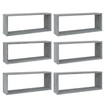 vidaXL Stenske police kockaste 6 kosov sive sonoma 60x15x23 cm