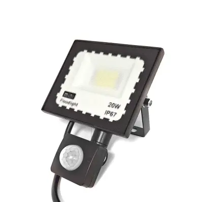 LED 20W reflektor črn 6500K IP67 + senzor gibanja