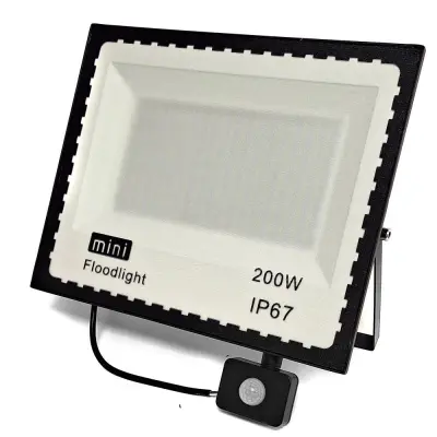 LED 200W reflektor črn 6500K IP67 + senzor gibanja