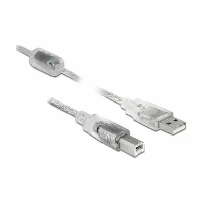 Delock kabel USB A-B 3m dvojno oklopljen transparent s feritom 83895