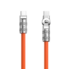 Kabel USB-C na USB-C Dudao L24CC 120W, z vrtljivim koncem, 1 m (oranžna)