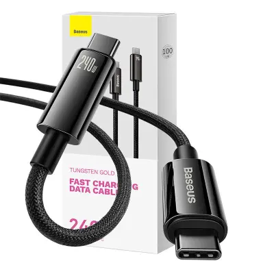 Kabel USB-C na USB-C Baseus Tungsten Gold 240W 1m (črn)