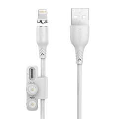 Magnetni kabel 3-v-1 USB na USB-C / Lightning / Micro USB Foneng X62, 2,4 A, 1 m (bela)