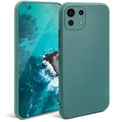 Moozy Minimalist Silikonski ovitek Series za Xiaomi Mi 11 Lite 5G in 4G, modro siv - mat zaključek, lahek ovitek za mobilni telefon, ultra tanek mehak