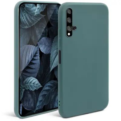 Moozy Minimalist Silikonski ovitek Series za Huawei Nova 5T in Honor 20, modro siv - tanek mehak TPU ovitek z mat površino