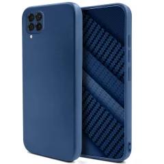 Moozy Lifestyle slog. Zasnovan za Huawei P40 Lite, polnočno modra - tekoči silikonski ovitek z mat površino in mehko podlogo iz mikrovlaken