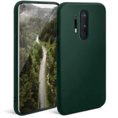 Moozy Minimalist Silikonski ovitek Series za OnePlus 8 Pro, polnočno zelen - mat zaključek, tanek, mehak TPU ovitek