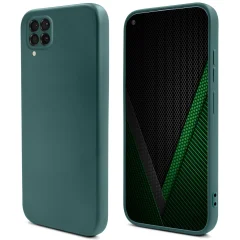 Moozy Lifestyle slog. Zasnovan za Huawei P40 Lite, temno zelen - ovitek iz tekočega silikona z mat površino in mehko podlogo iz mikrovlaken