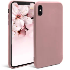 Moozy Minimalist Silikonski ovitek Series za iPhone X in iPhone XS, Rose Beige - Matte Finish Slim Soft TPU Cover