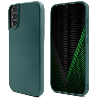 Moozy Lifestyle slog. Zasnovan za Samsung S21 5G, ovitek za Samsung S21, temno zelen - ovitek iz tekočega silikona z mat površino in mehko podlogo iz